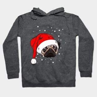 Cute pug in christmas hat Hoodie